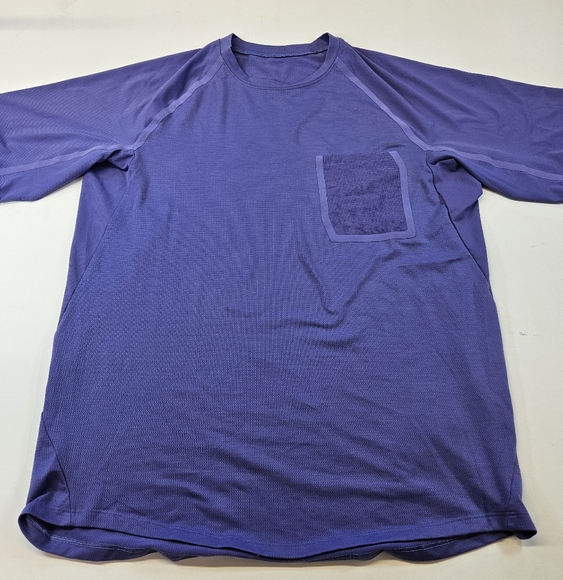 Lululemon Ventilated Hiking Short Sleeve Shirt purple tee pocket size Large - Picture 1 of 5